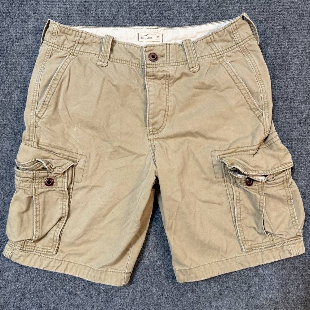 Vintage Hollister Cargo Shorts Mens Size 32 Tan Khaki Baggy Outdoor Y2K Beach